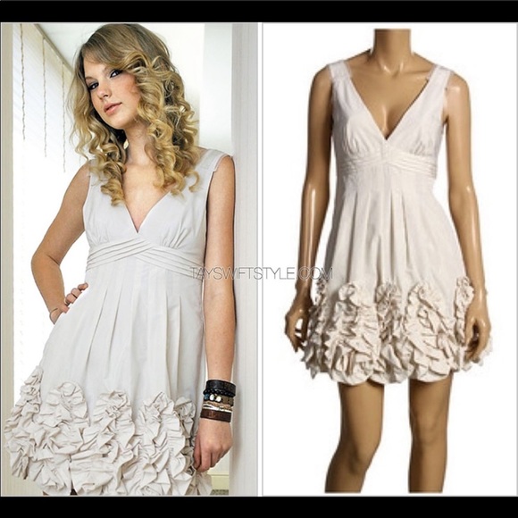 BCBGMaxAzria Cream Ruffle Mini Dress - Picture 6 of 7